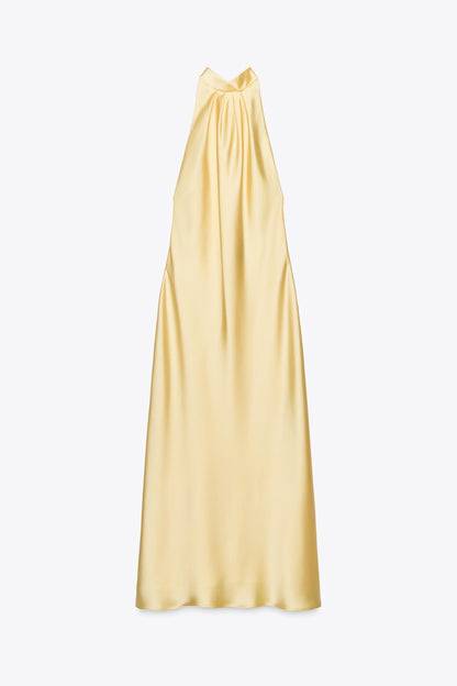 Satin Halter Midi Dress